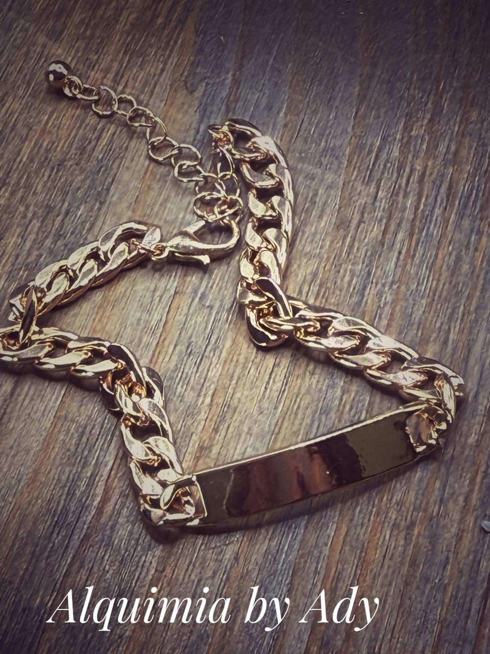 Gold-Tone Curb Chain ID Bracelet for Women